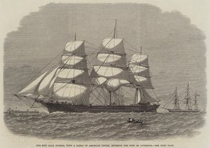 载有美国棉花的船舶喜讯进入利物浦港（雕刻） 作者 英语学校