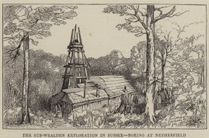 苏塞克斯的 Sub-Wealden 探索，在 Netherfield 无聊（版画） 作者 英语学校