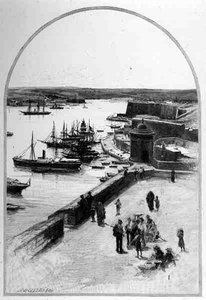 马耳他瓦莱塔大港之巅，摘自《风景如画的地中海》第三卷，由Cassell and Co出版。Ltd.出版。 作者 英语学校