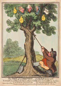 腐败之树，约翰·布尔努力工作，酒吧。 1796（手工彩色雕刻） 作者 英语学校