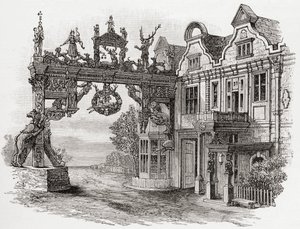 The White Hart Inn，17世纪的Scole，Norfolk，来自JR Green的“英国人的短暂历史”，1893年出版 作者 英语学校