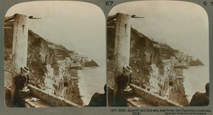阿马尔菲海岸和萨勒诺湾从一座改建的修道院，立体观（棕褐色照片） 作者 英语学校