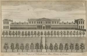 Haberdashers Alms Houses的东部前景 作者 英语学校