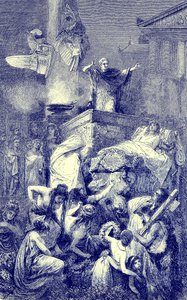 关于罗马英雄的葬礼演说，来自世界图解史的插图，出版于1880年（数字增强图像） 作者 英语学校