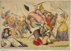 法国的天才从地球上消灭专制，暴政和压迫，或皇家战士失败，1792年（手工蚀刻） 作者 英语学校