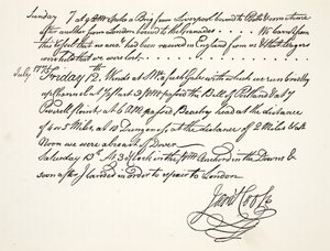 詹姆斯库克的笔迹，1771年7月