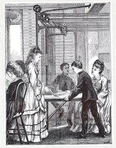 1871年The Graphic，伦敦电报街邮局电报总部传送信息的工具 作者 英语学校