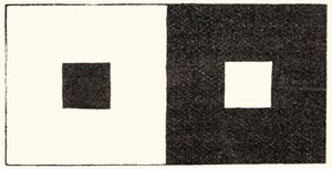 The irradiation illusion of visual perception in which a light area of the visual field looks larger than an otherwise identical dark area. Staring at this image causes a scattering of light inside the eye and has the effect of enlarging the image of a lig 作者 英语学校
