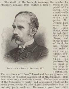 已故的 Louis J Jennings 先生，议员（版画） 作者 英语学校