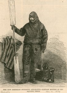 新的美国游泳设备 - 博伊顿船长穿着他的水上服装 作者 英语学校