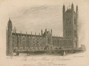 新的议会大厦，伦敦威斯敏斯特宫; Lords Entrace 作者 英语学校