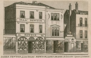 Isaac Newton的商店前面，伦敦莱斯特广场14号亚麻布 作者 英语学校