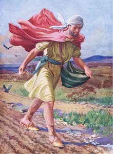 播种者》，选自托马斯-尼尔森出版的《圣经图画书》，约 1950 年（彩色石版印刷）。 作者 英语学校