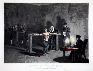 宗教裁判所的三级酷刑》，L.C. Stadler 版画，伦敦 Cadell  Davies 出版社出版，约 1813 年（彩色版画） 作者 英语学校