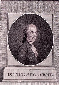 托马斯-奥古斯丁-阿尔内（1710-78）（雕刻）。 作者 英语学校