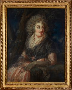身着十八世纪服饰的女士的四分之三长度肖像（粉彩画） 作者 英语学校