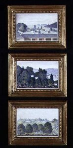 三幅林地风景画，约1840年（纸上水彩）。 作者 英语学校