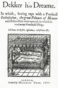 1620年出版的托克德克的Dekker他的梦想的标题页 作者 英语学校