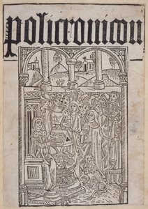 由Ranulf Higden撰写的Polychronicon的标题页（第1364页），由Wynkyn de Worde，1495年出版 作者 英语学校