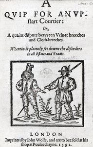 1592年，罗伯特·格林（Robert Greene）为新贵庭长提供的Quip的标题页 作者 英语学校
