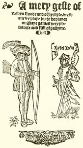 1550年Robyn Hood的A Mery Geste的标题页 作者 英语学校