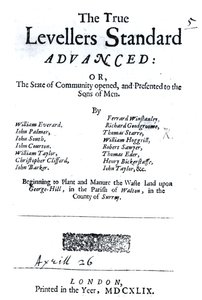 1649年4月26日出版的The True Levellers Standard的标题页 作者 英语学校