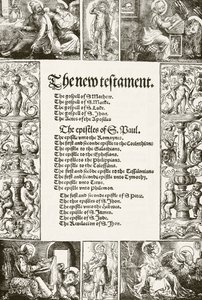 William Tyndales新约圣经的标题页，由英国国家和国内历史记录于1530年代由William Hickman Smith Aubrey（1858-1916）出版，伦敦，1890年出版 作者 英语学校