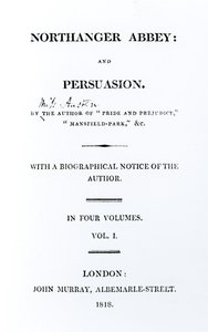 简·奥斯汀（Jane Austen）的第一版，1818年的Northanger Abbey and Persuasion的标题页 作者 英语学校