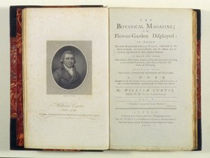 题为页面的威廉柯蒂斯（1749-99）的肖像，来自植物学杂志或威廉柯蒂斯花卉展示，出版于1790年 作者 英语学校