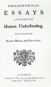 1748年David Hume关于人类理解的哲学论文标题页（印刷版） 作者 英语学校