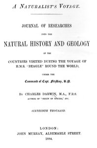 查尔斯·达尔文的自然主义者航行的标题页，1884年出版的版本（印刷纸） 作者 英语学校