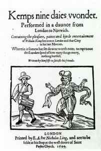 William Kemps Nine Days Wonder的标题页，发表于1600年 作者 英语学校