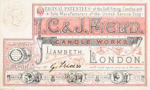交易卡，JC和J Field Candle Works 作者 英语学校