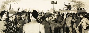 工会会员在露天会议上 作者 英语学校