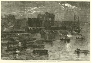 1871年布列斯特港的共产主义囚犯在浮桥上的运输 作者 英语学校