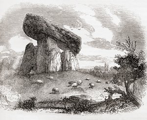 英格兰康沃尔的巨石墓 Trethevy Quoit，摘自《古老的英格兰》：图画博物馆》，1847 年出版。1847 作者 英语学校