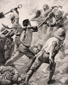 土耳其和英国士兵于1915年在土耳其加里波利半岛进行手持战斗，于1916年在伦敦出版的“战争画报专辑”中出版 作者 英语学校