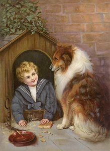 Turned Out - 假装是柯利牧羊犬的男孩（彩色石版画） 作者 英语学校