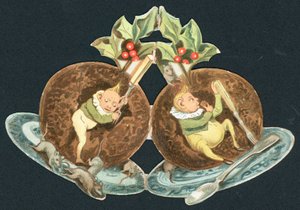 两个李子布丁，圣诞卡片 作者 英语学校