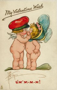 两个亲吻的小天使（彩色石版画） 作者 英语学校