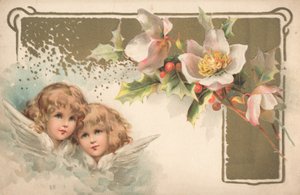 Chiristmas卡上的两个小天使 作者 英语学校