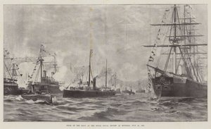 1887年7月23日在斯皮特海德的皇家海军审查中的海军类型（平版）。 作者 英语学校