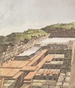 1797年出版的英国罗马别墅地下供暖系统（手工彩色版画） 作者 英语学校
