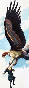 身份不明的民间故事插图：巨鸟叼着人 作者 英语学校