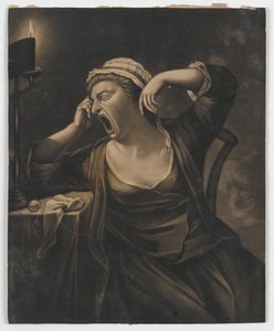 无题（女人打呵欠），c.1780（mezzotint） 作者 英语学校