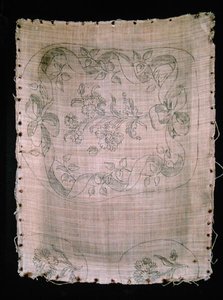 椅背和扶手上未使用的针线活设计（画布上的油漆）。 作者 英语学校