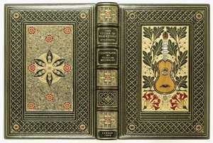 带有吉他和花卉图案的上下盖，1843年 作者 英语学校