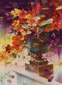 装满鲜花的骨灰瓮（彩色石版印刷） 作者 英语学校