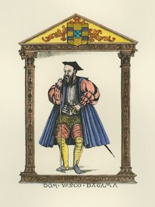 Vasco da Gama（c.1469-1525）（雕刻）（后期着色） 作者 英语学校