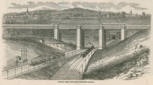 横跨大北铁路，伦敦的高架桥 作者 英语学校